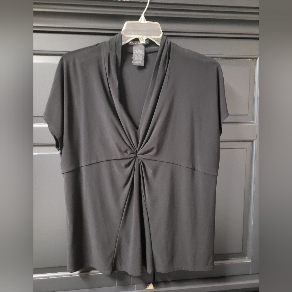 Grace Elements Charcoal Twist Front Blouse